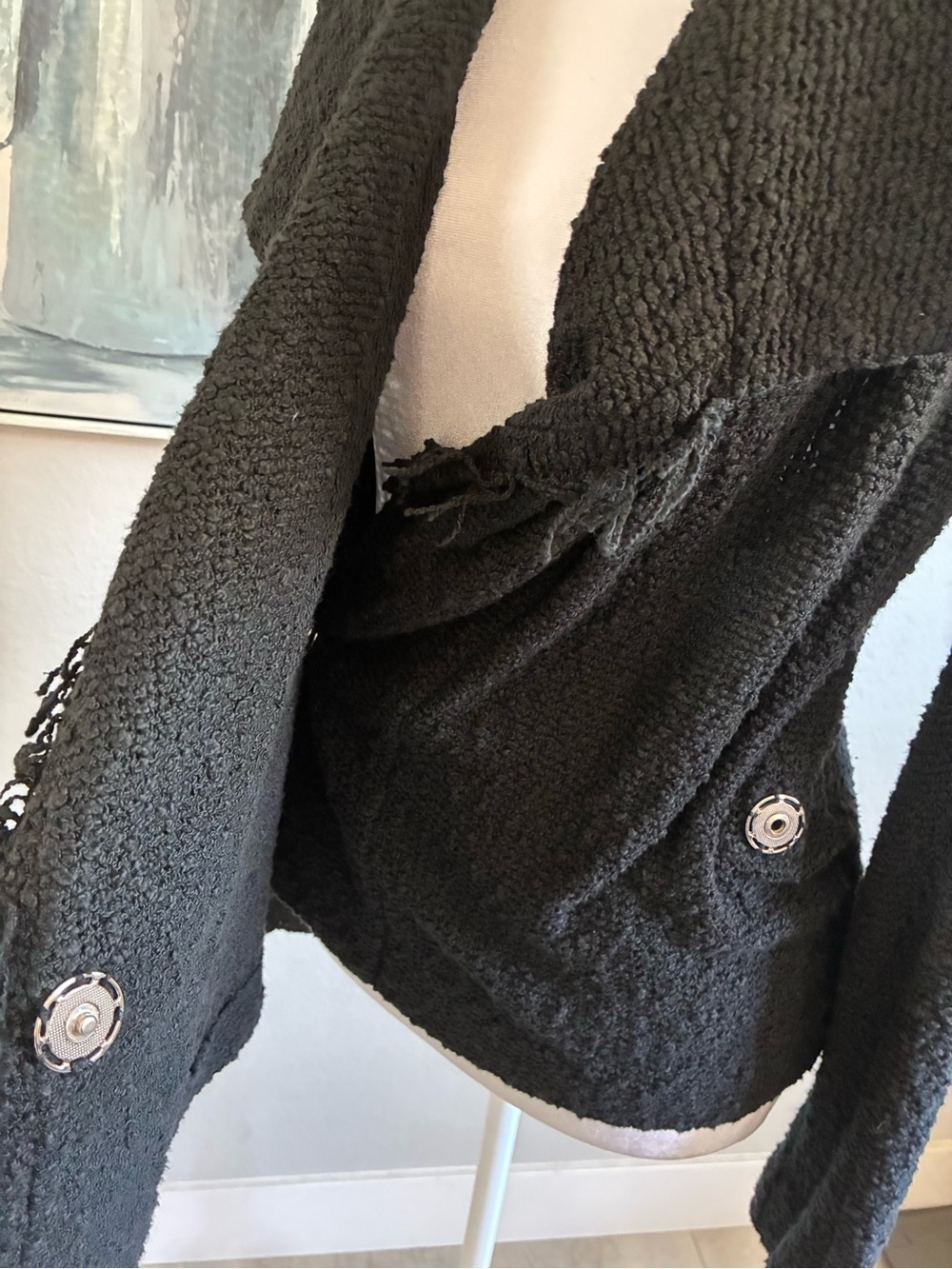 IRO Mira Black Bouclé Knit Jacket Size 38/ US 6 - Picture 8 of 12